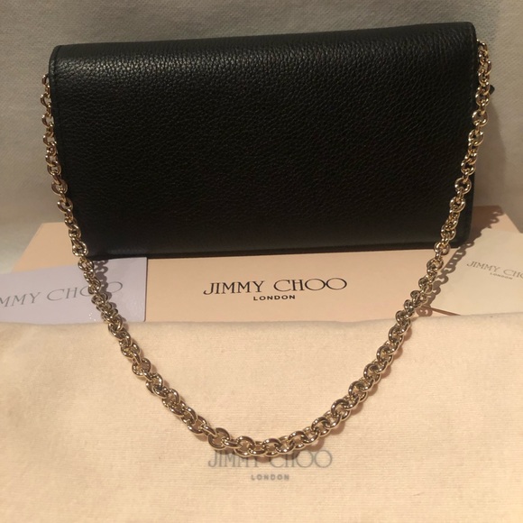 NWT in box Jimmy Choo black leather shoulder bag with gold chain strap - Picture 2 of 8